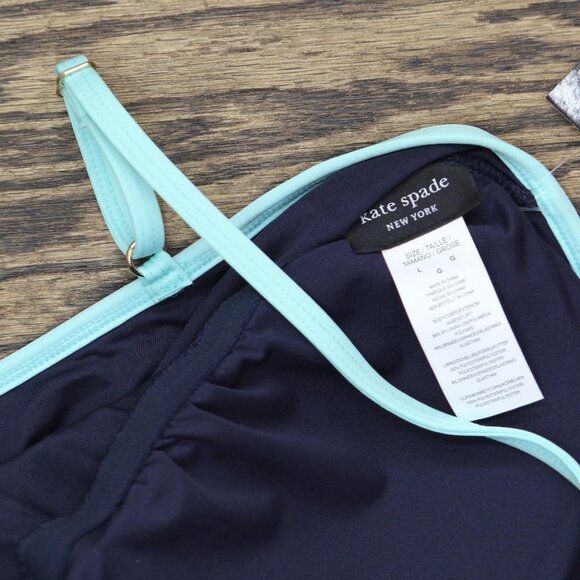 NWT Kate Spade Womens Belted Classic One-Piece Swimsuit Blazer Blue L - Picture 6 of 6
